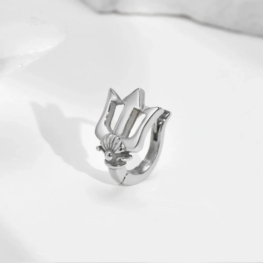 Trident Earrings,Neptune Trident Hoops Mens, Ancient Greek God Poseidon Trident